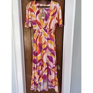NWT Abel The Label Anthro Maxi hi low Dress Womens Sz Medium BOLD Colorful